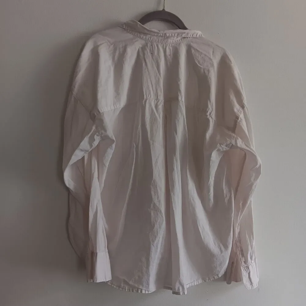 Xirena Light Pink Cotton Button Up Long Sleeve Shirt Size M Lightweight Breezy - Picture 2 of 8